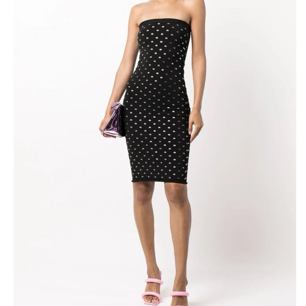 NEW Alexander Wang Black Strapless Crystal-embellished Elastic Dress Size XS